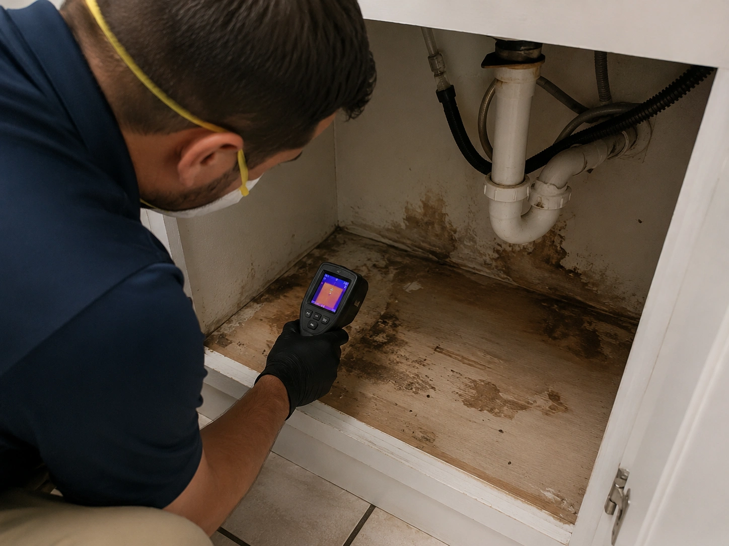 Moisture meter checking hidden damp areas in Santa Rosa