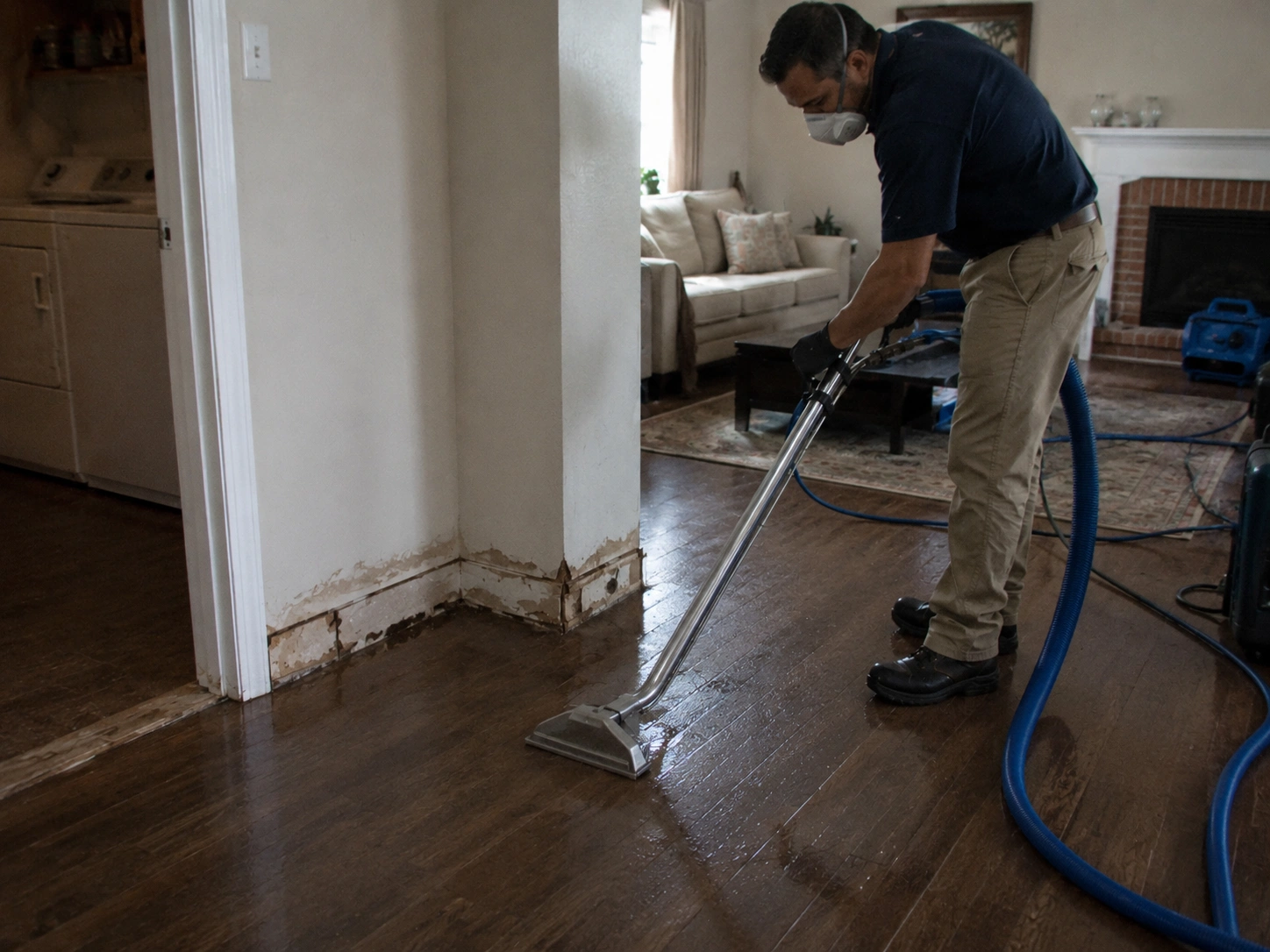 Water damage restoration equipment in a Santa Rosa residence